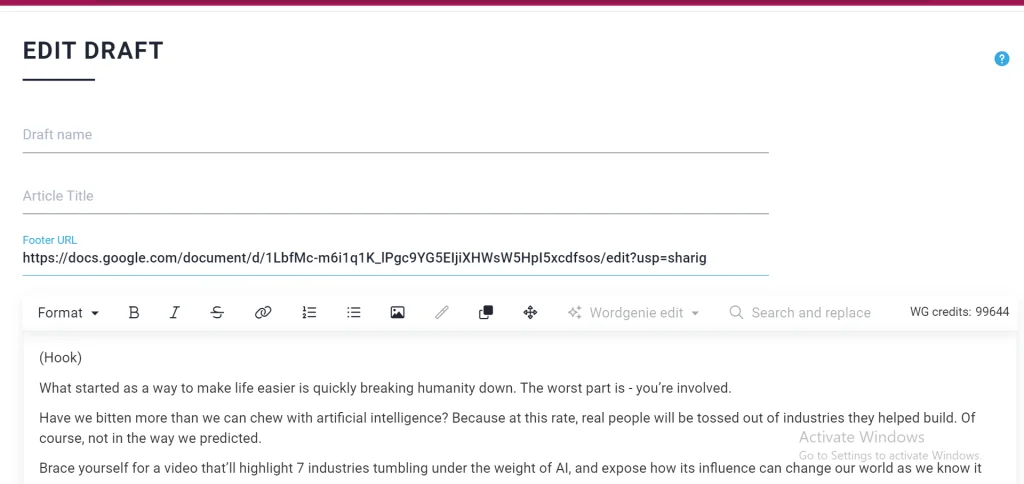 Designrr Merge Multiple Drafts