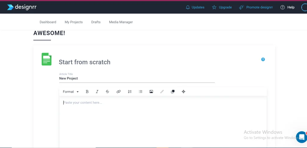 Designrr Start from Scratch