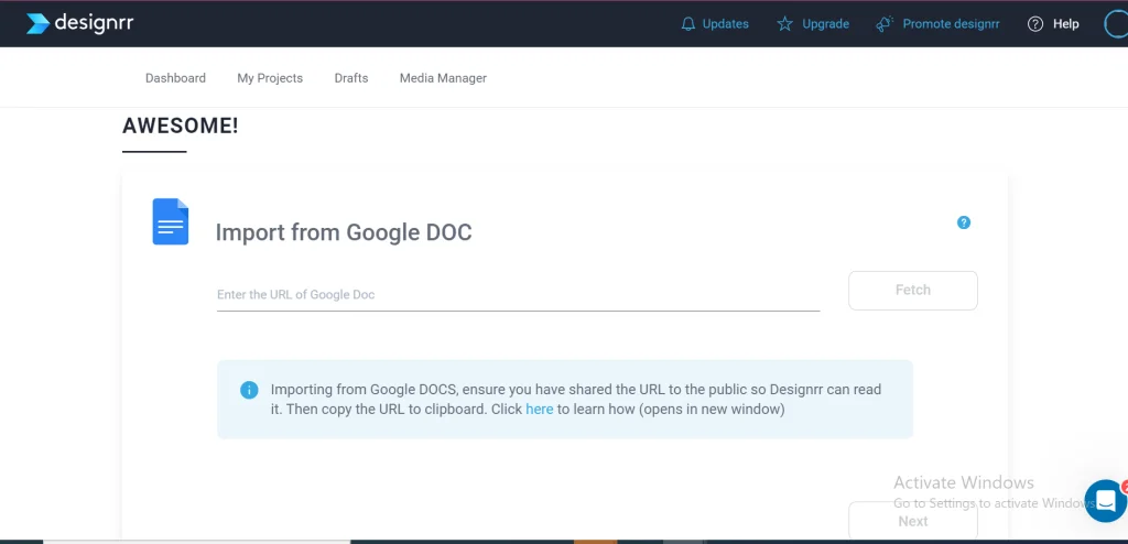 Designrr import feature