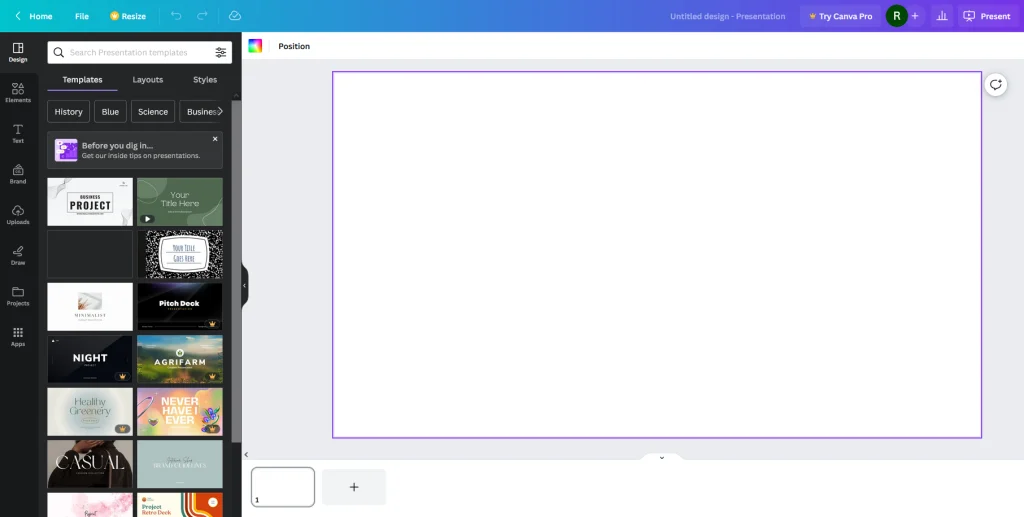 canva User Interface